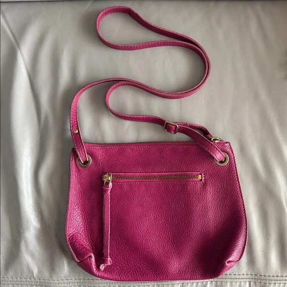Roots Pink Leather Crossbody Bag - Picture 4 of 5